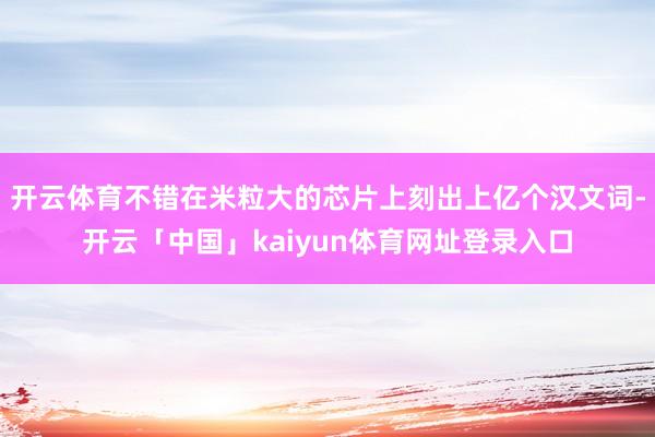 开云体育不错在米粒大的芯片上刻出上亿个汉文词-开云「中国」kaiyun体育网址登录入口