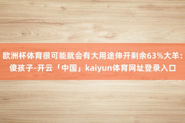 欧洲杯体育很可能就会有大用途伸开剩余63%大羊：傻孩子-开云「中国」kaiyun体育网址登录入口