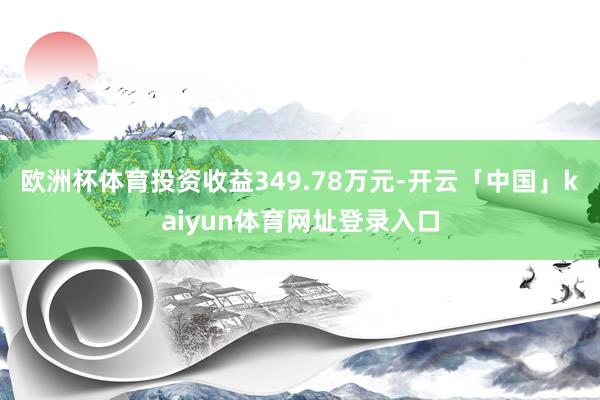 欧洲杯体育投资收益349.78万元-开云「中国」kaiyun体育网址登录入口