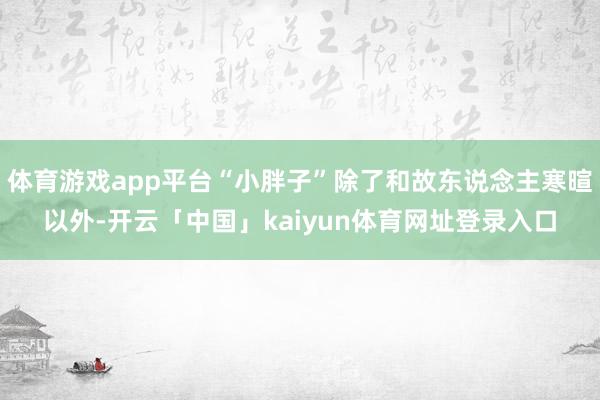 体育游戏app平台“小胖子”除了和故东说念主寒暄以外-开云「中国」kaiyun体育网址登录入口
