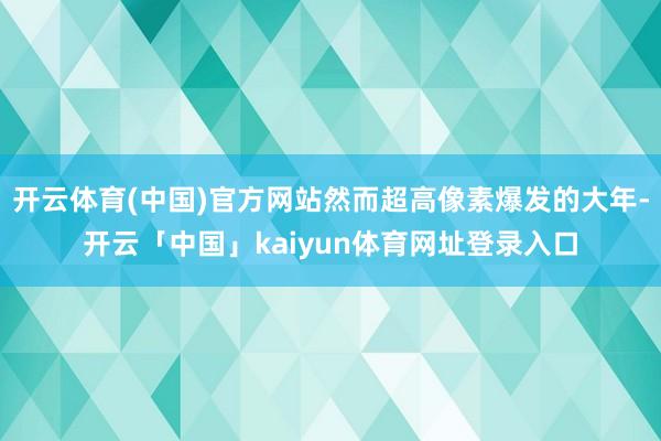 开云体育(中国)官方网站然而超高像素爆发的大年-开云「中国」kaiyun体育网址登录入口