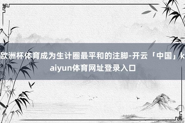 欧洲杯体育成为生计圈最平和的注脚-开云「中国」kaiyun体育网址登录入口
